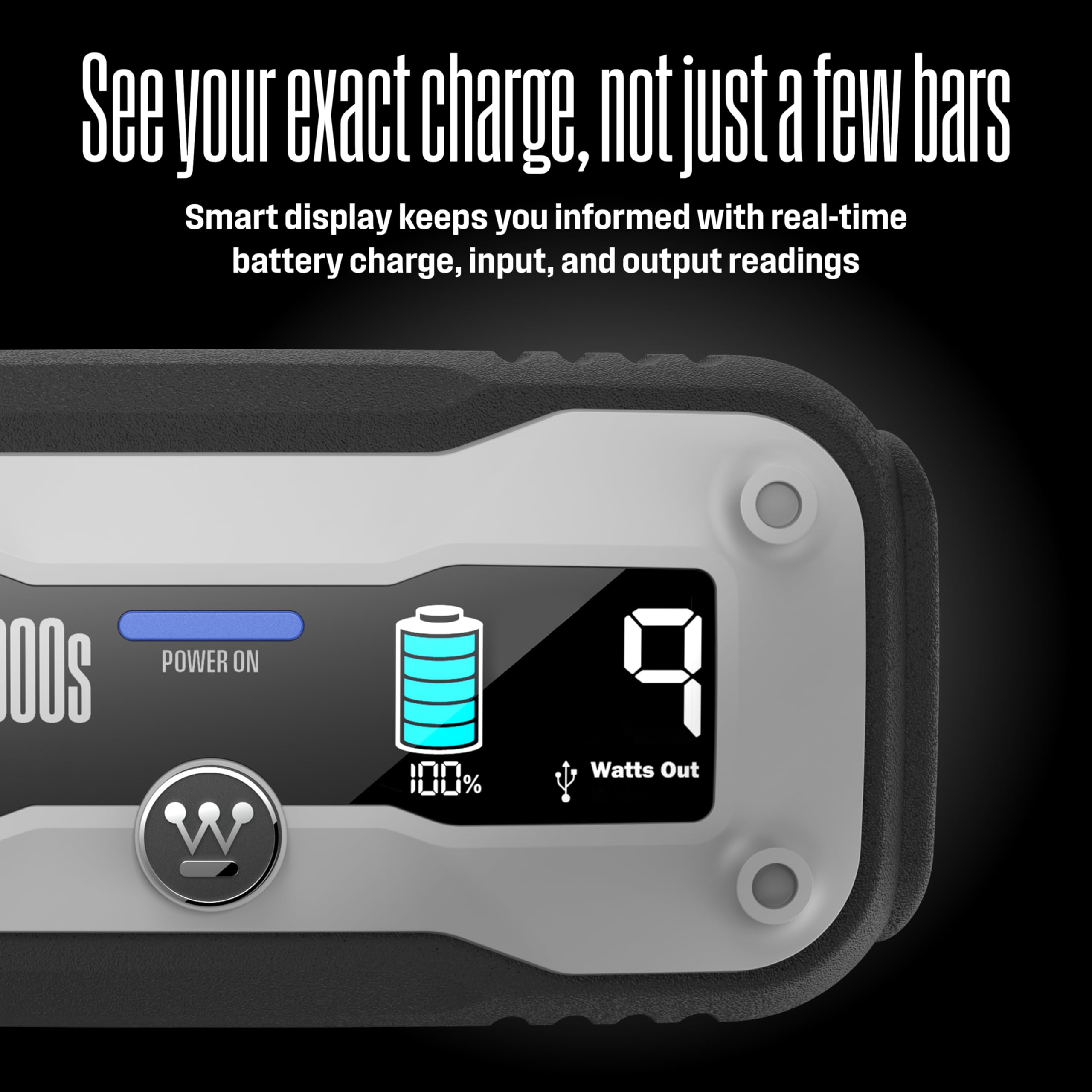 Westinghouse 1500A Portable Jump Starter - 12V Battery Jump Box for Up to 6.0L Gas & 3.0L Diesel Engines, USB Battery Power Bank, Bright LED Flashlight, IP65 Rated Waterproof Housing - Image 9