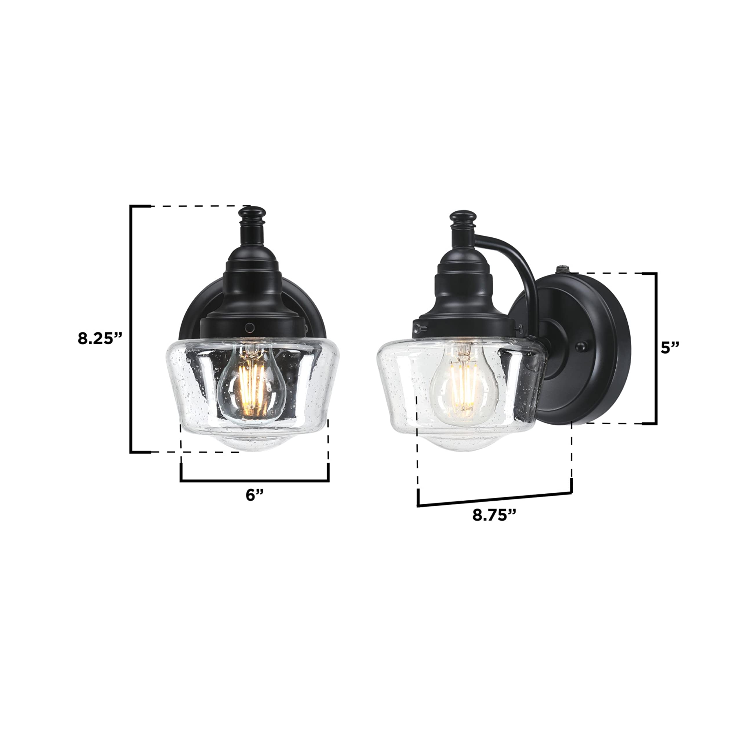 Westinghouse 6121200 Eddystone Traditional One Light Outdoor Wall Fixture with Dusk to Dawn Sensor, Matte Black Finish, Clear Seeded Glass - Image 7