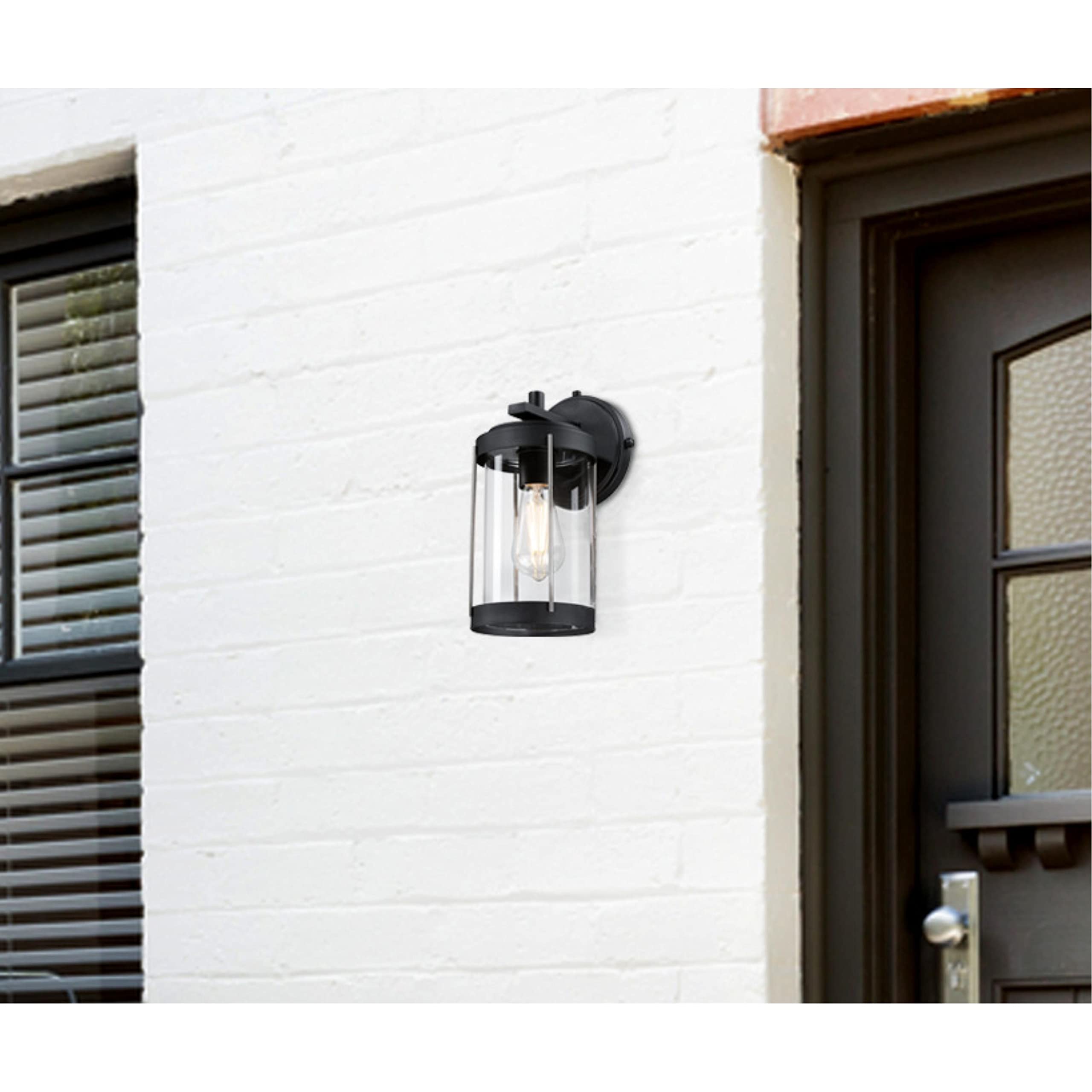 Westinghouse 6122100 Kezia Transitional One Light Outdoor Wall Fixture, Textured Black and Industrial Steel Finish, Clear Glass - Image 5