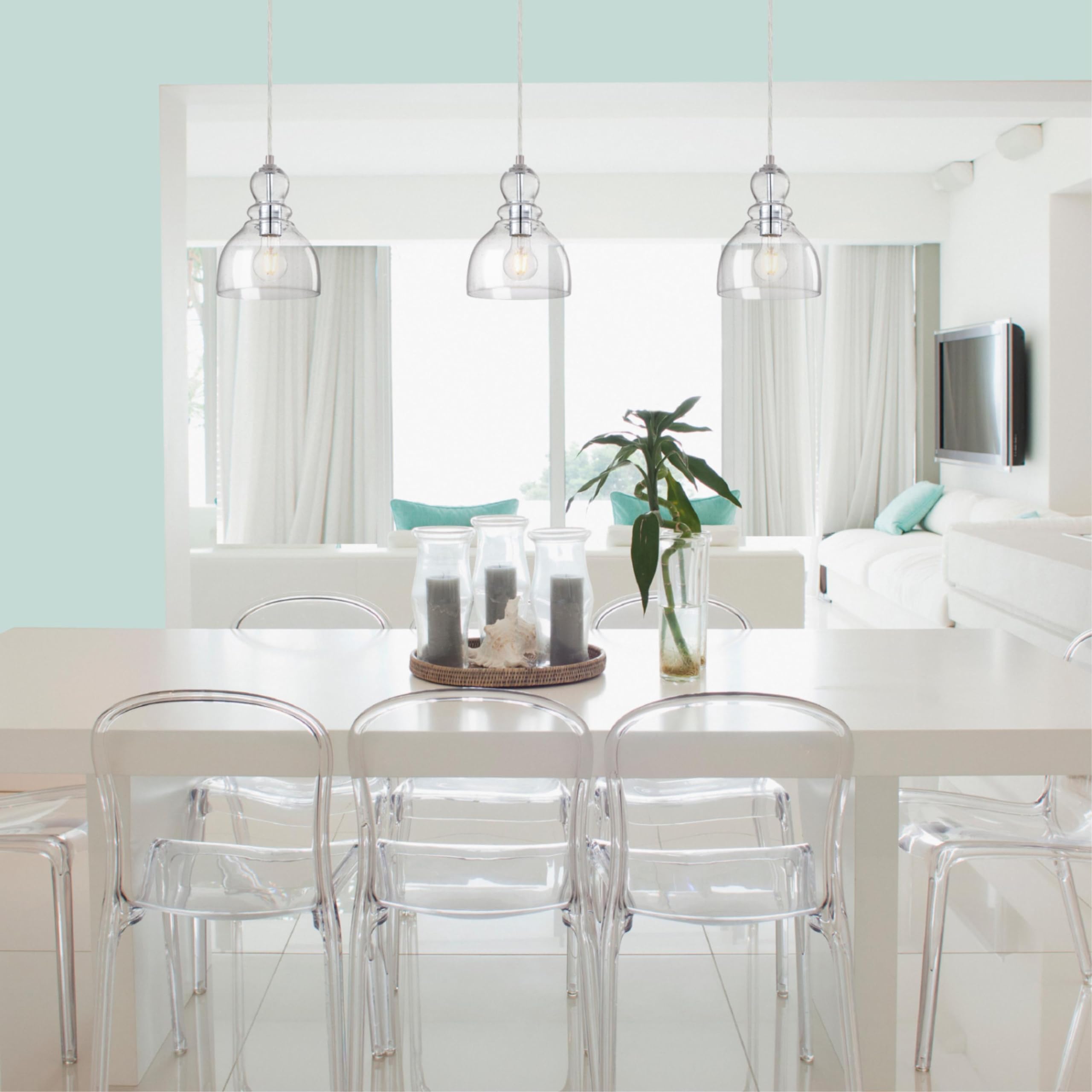 Westinghouse 6132800 Fiona Traditional One Light LED Indoor Mini Pendant, Brushed Nickel Finish, Clear Seeded Glass - Image 7
