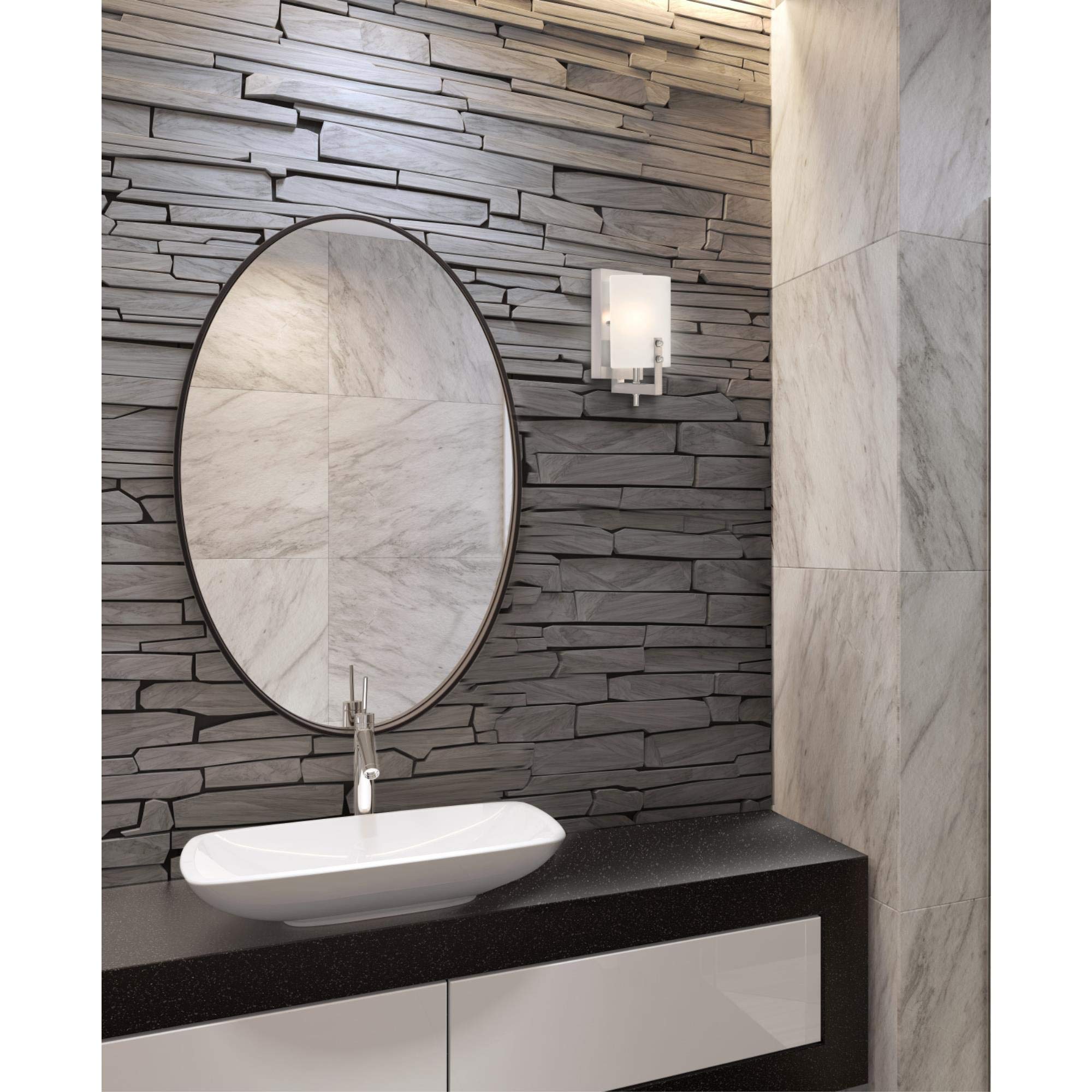 Westinghouse 6369500 Enzo James One Indoor Fixture, Finish Wall Sconce, 1-Light, Brushed Nickel Frosted Glass - Image 6