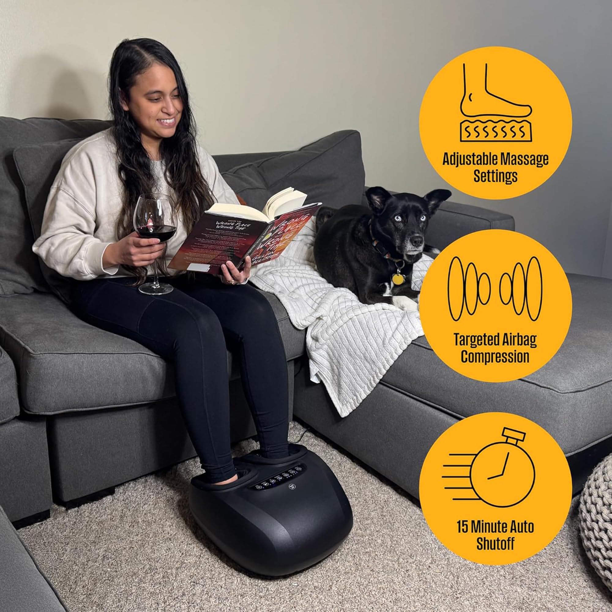 Westinghouse Foot Massager with Heat & Compression, Adjustable Heat & Intensity Levels, Shiatsu Kneading, Vibration, & Heel Scraping, Heated Electric Foot Massager for Dynamic Spa Like Massage - Image 7