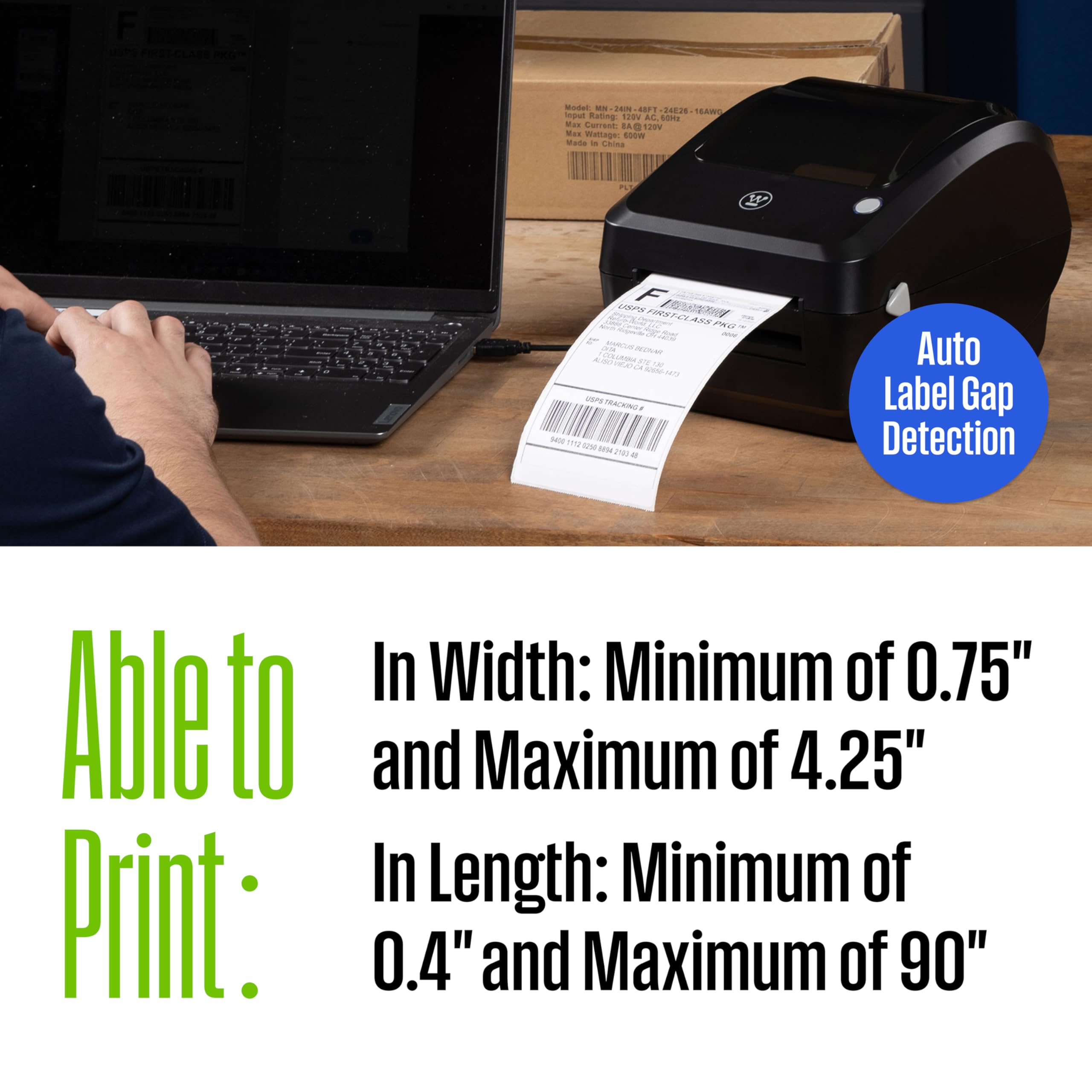 Westinghouse Thermal Shipping Label Printer USB, 4x6 Label Commercial Grade, Compatible with USPS, UPS, FedEx, Shopify, Amazon, Small Business, Desktop Label Printer for Packages, Includes Labels - Image 7